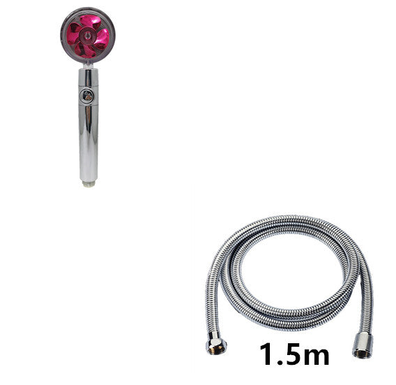 Propeller Driven Shower Head With Stop Button And Cotton Filter