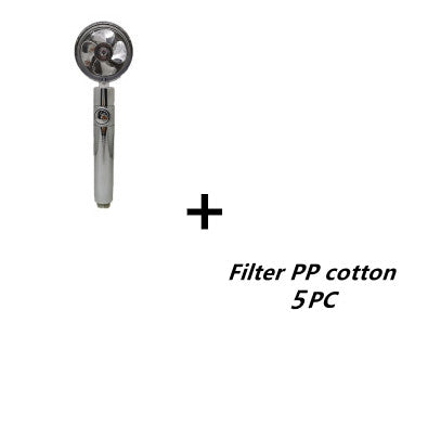 Propeller Driven Shower Head With Stop Button And Cotton Filter