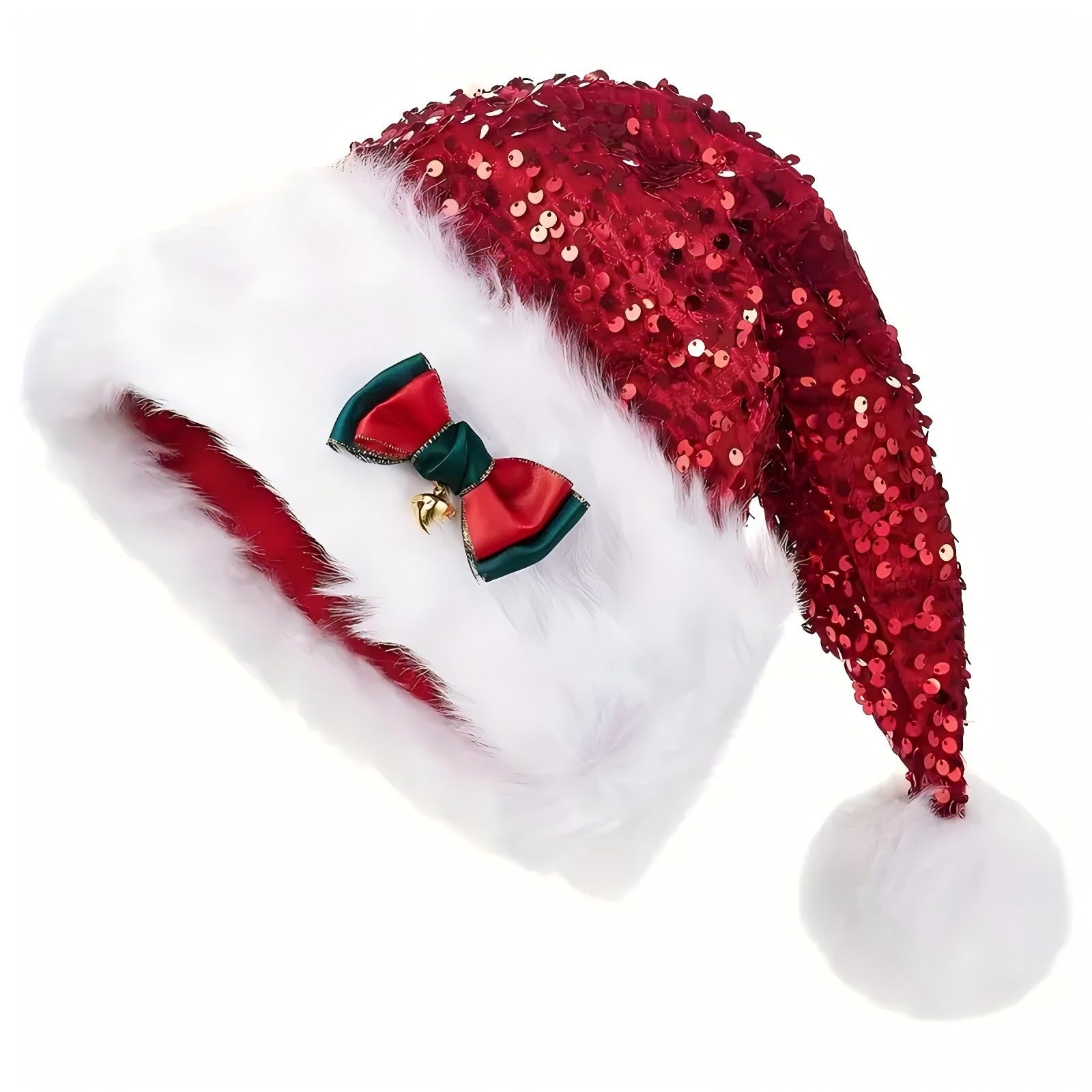 Christmas Hat With Red Sequins And Bow