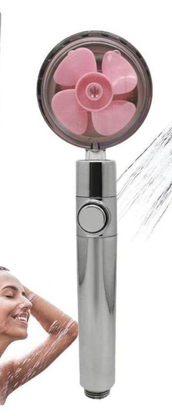 Propeller Driven Shower Head With Stop Button And Cotton Filter