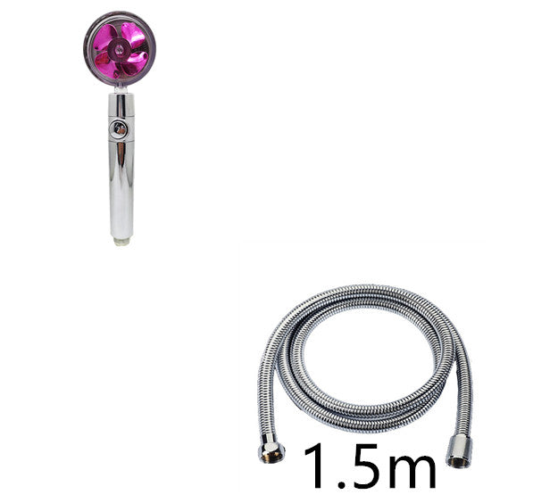 Propeller Driven Shower Head With Stop Button And Cotton Filter