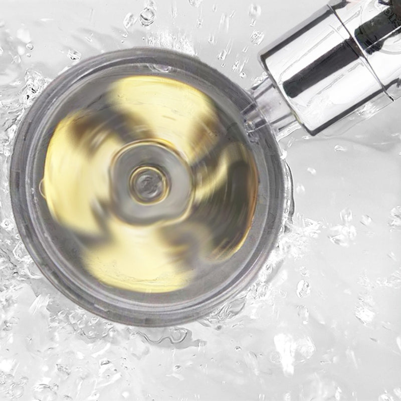 Propeller Driven Shower Head With Stop Button And Cotton Filter