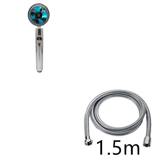 Propeller Driven Shower Head With Stop Button And Cotton Filter