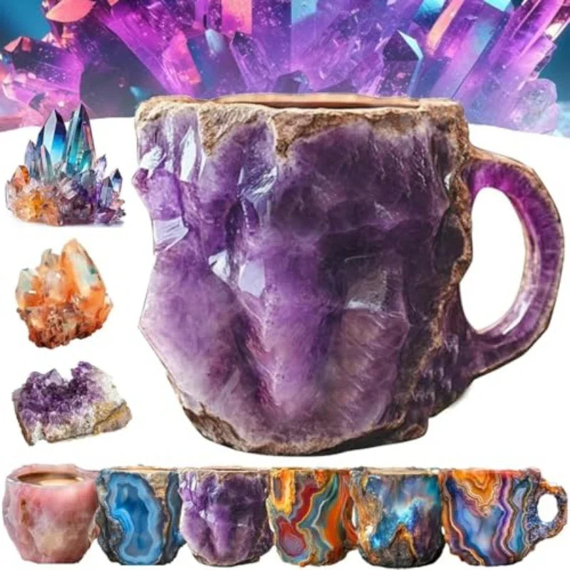 400ml Resin Mineral Crystal Coffee Mugs With Handles