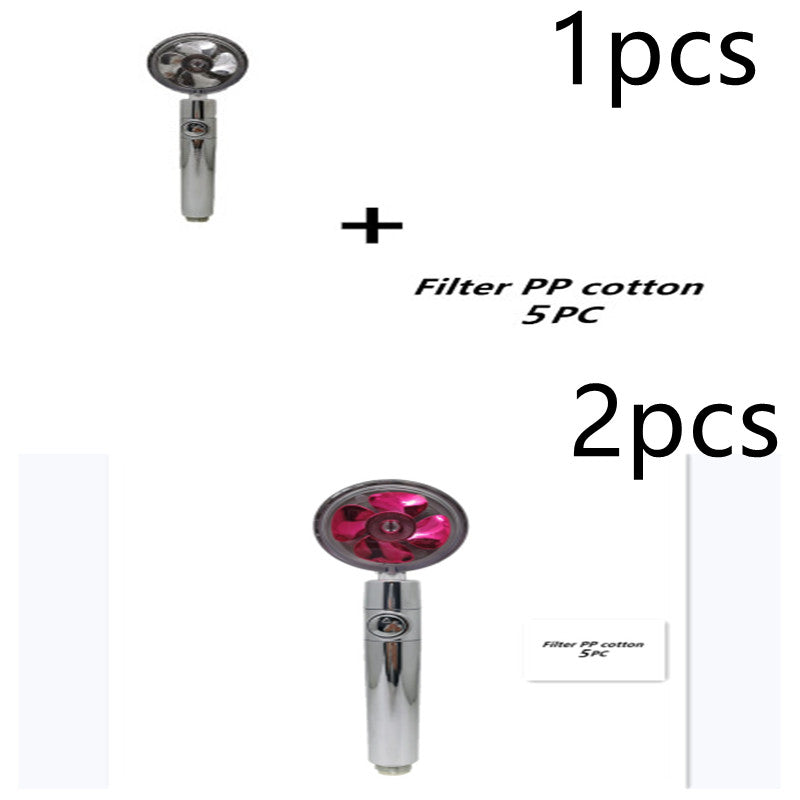 Propeller Driven Shower Head With Stop Button And Cotton Filter