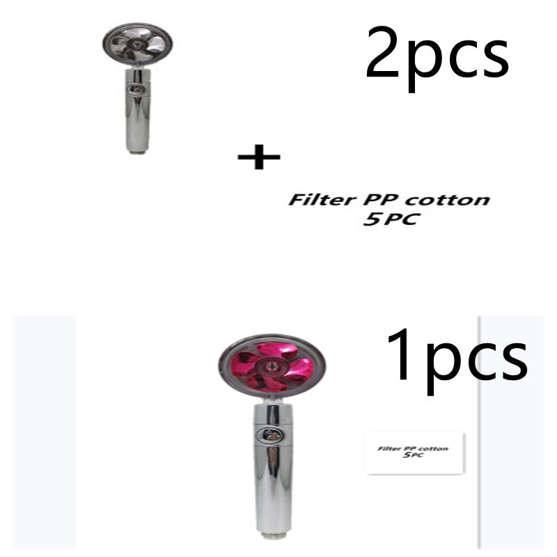 Propeller Driven Shower Head With Stop Button And Cotton Filter
