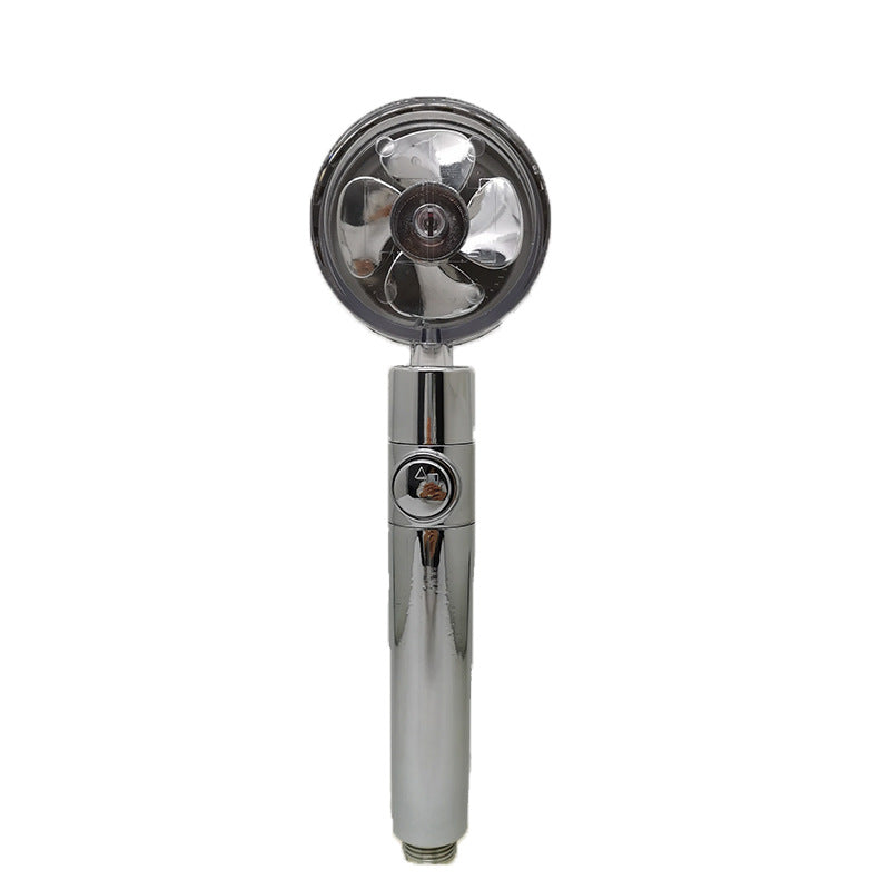 Propeller Driven Shower Head With Stop Button And Cotton Filter